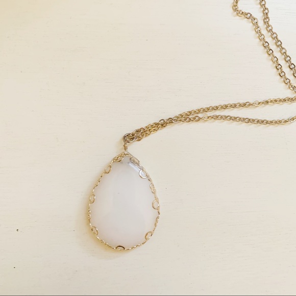 Francesca's Collections Jewelry - 18” gold chain white drop pendant necklace